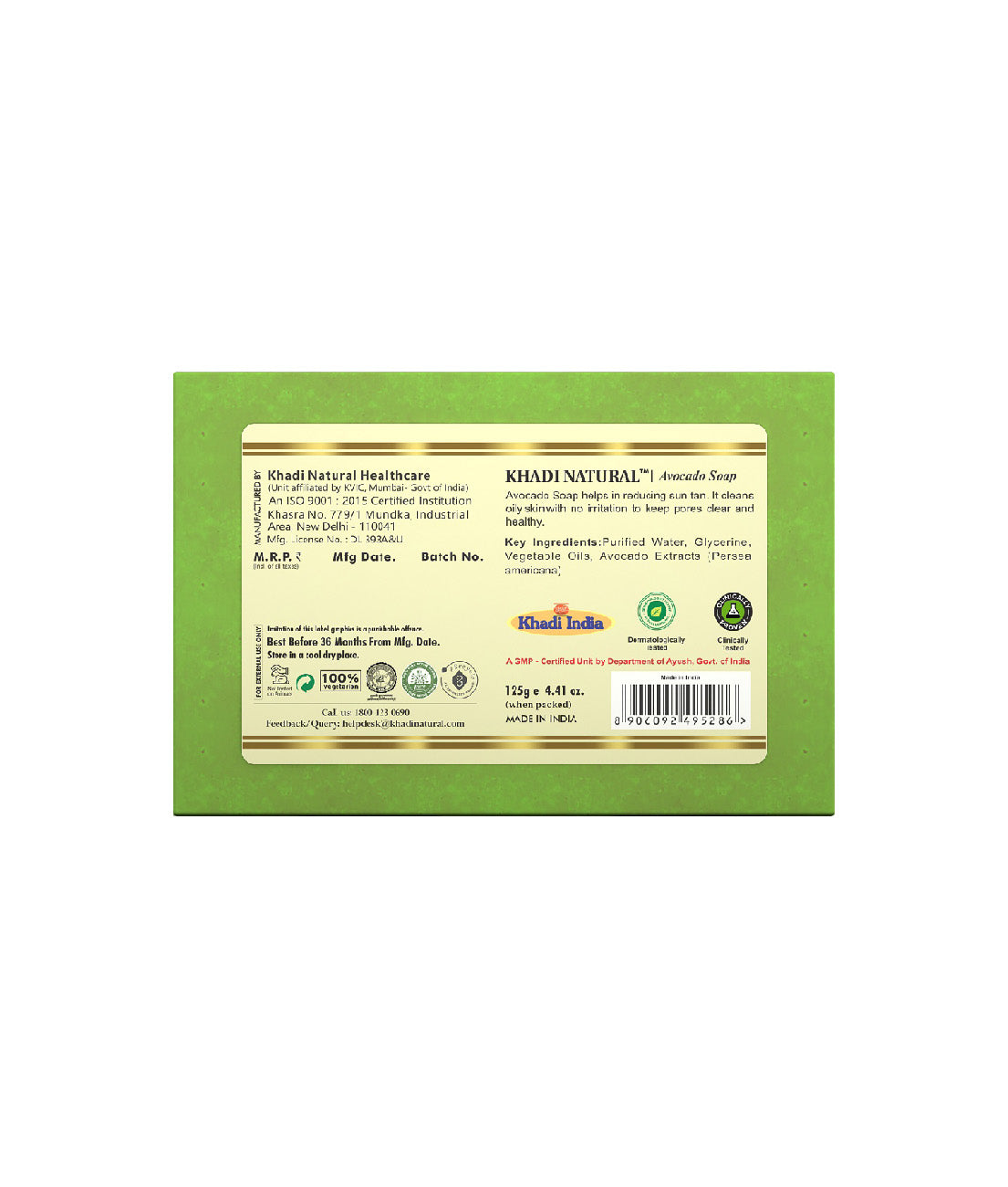 Khadi Natural Herbal Avocado Soap - 125gm