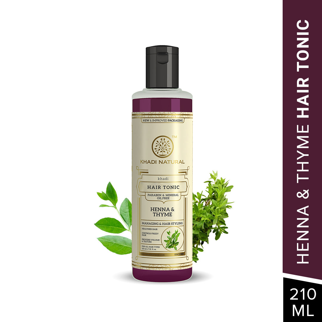 Khadi Natural Henna Thyme Hair Tonic Paraben & Mineral Oil Free - 210ml
