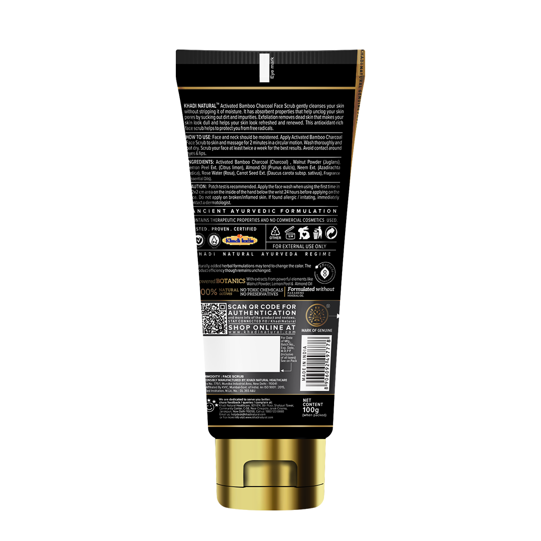 Khadi Natural Activated Bamboo Charcoal Face Scrub - 100gm