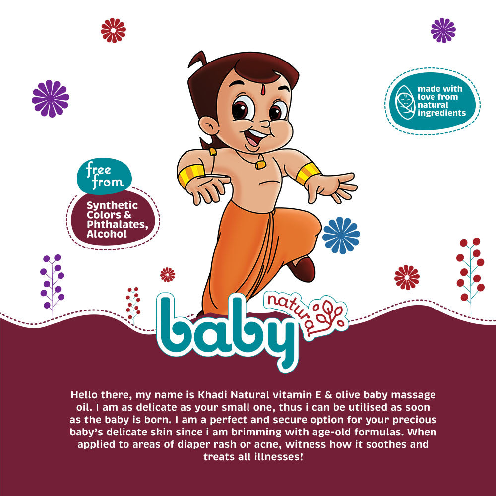 Khadi Natural Chota Bheem Baby Massage Oil With Vitamin E & Olive-150 ml