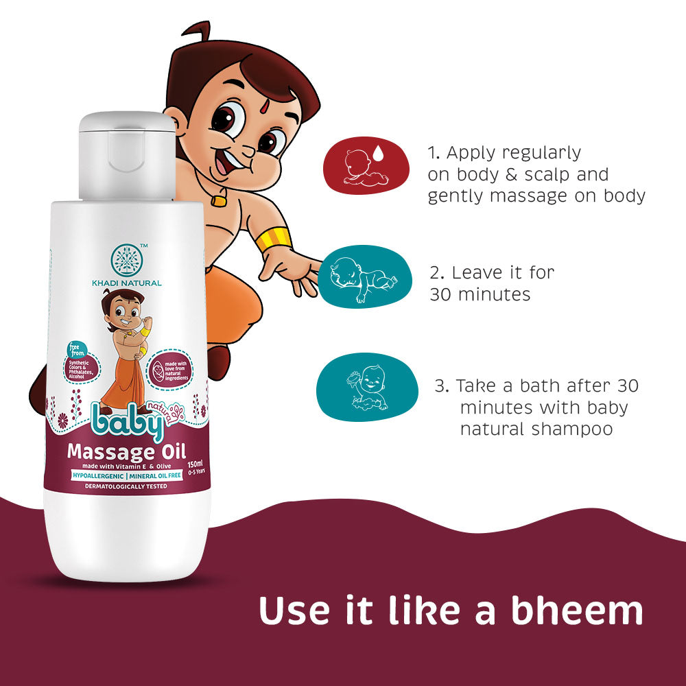 Khadi Natural Chota Bheem Baby Massage Oil With Vitamin E & Olive-150 ml