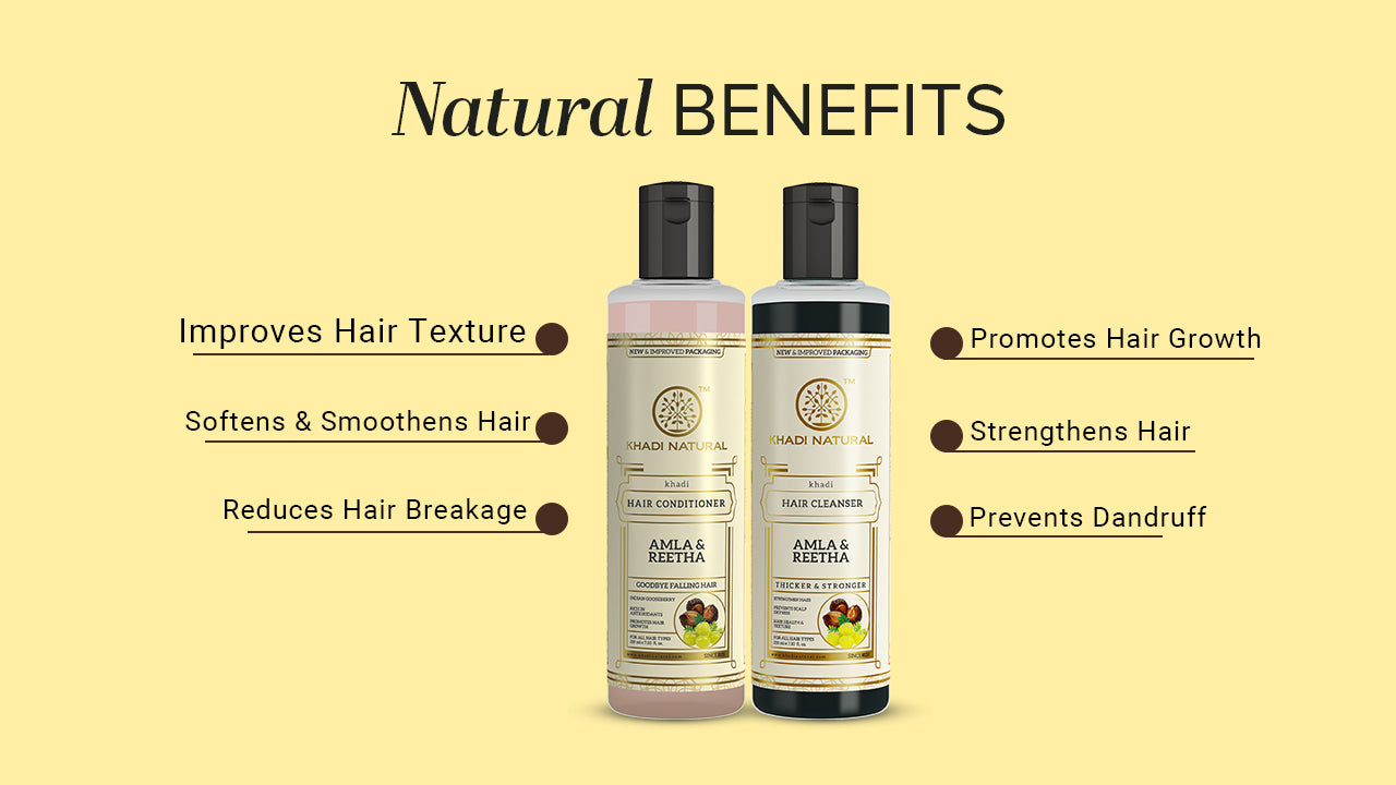 Khadi Natural Amla & Reetha Hair Cleanser & Conditioner Combo – Pack of 2 - 210ml Each