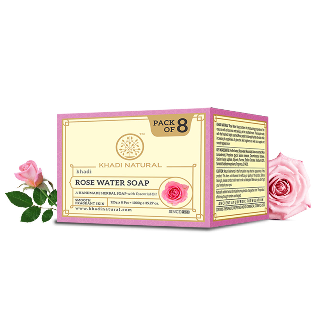 Khadi Natural Herbal Rose Water Soap - 125gm