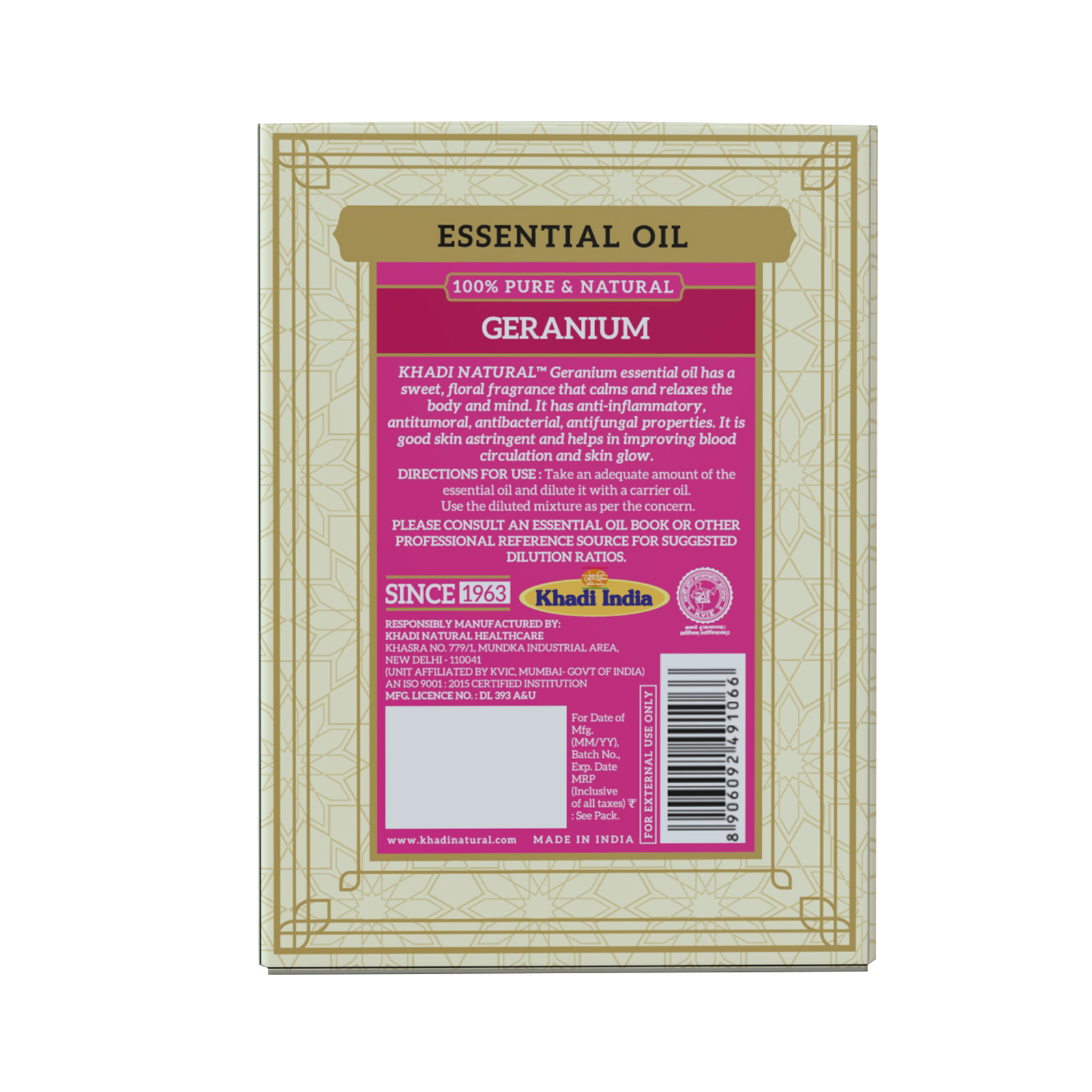 Khadi Natural Herbal Geranium Essential Oil