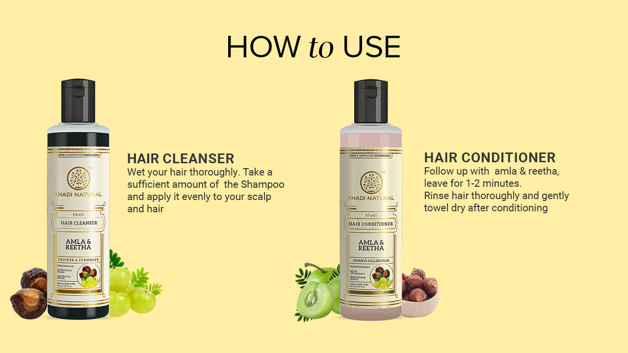 Khadi Natural Amla & Reetha Hair Cleanser & Conditioner Combo – Pack of 2 - 210ml Each