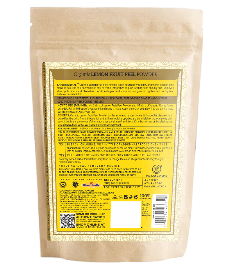 Organic Lemon Fruit Peel Powder - 100% Natural-100 g