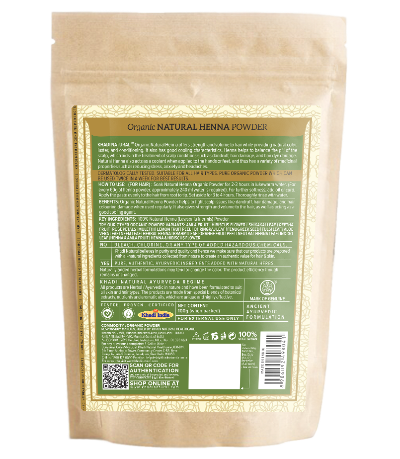 Organic Natural Henna - 100% Natural-100 g