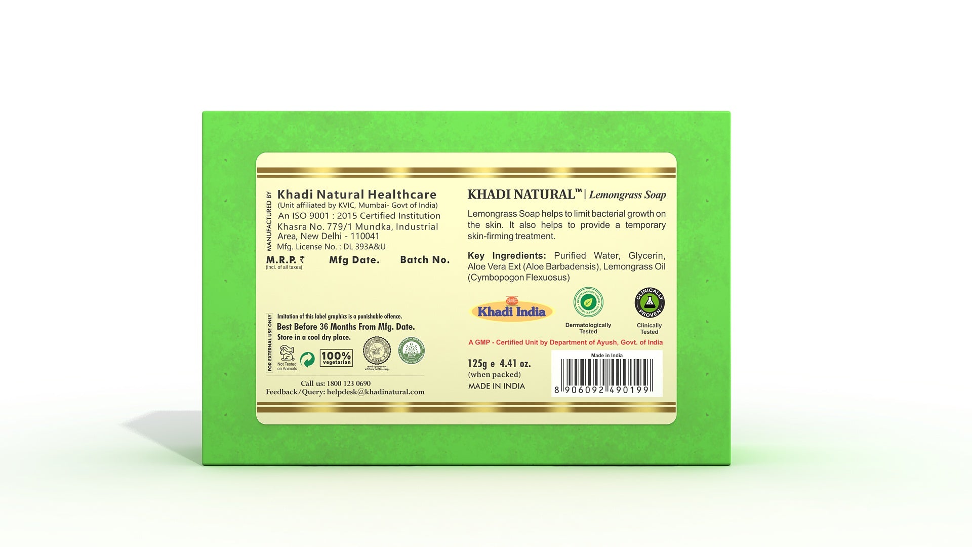 Khadi Natural Herbal Lemongrass Soap