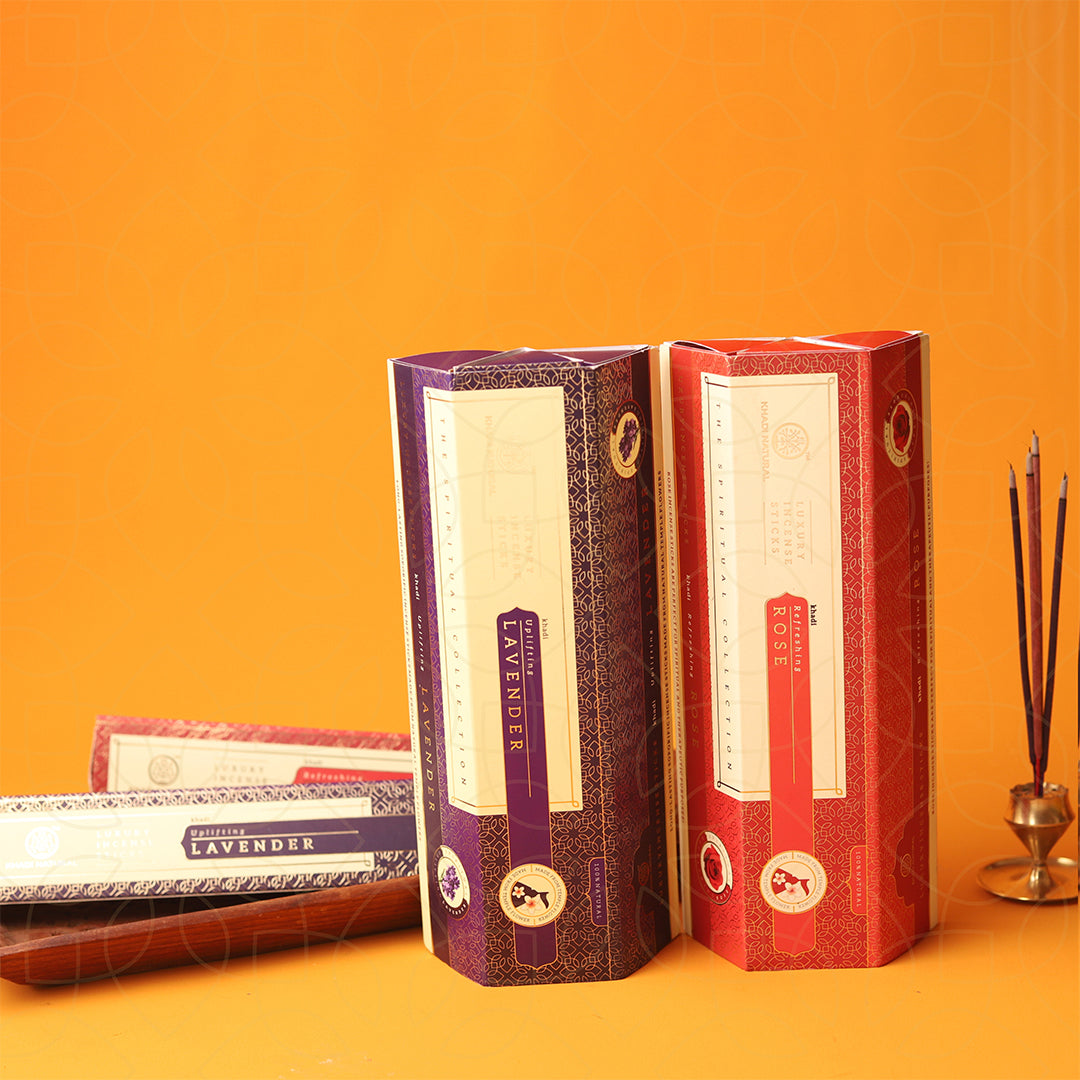 Khadi Natural Incense Sticks Rose & Lavender Combo (Pack of 6)