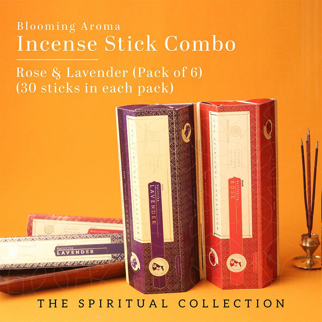 Khadi Natural Incense Sticks Rose & Lavender Combo (Pack of 6)