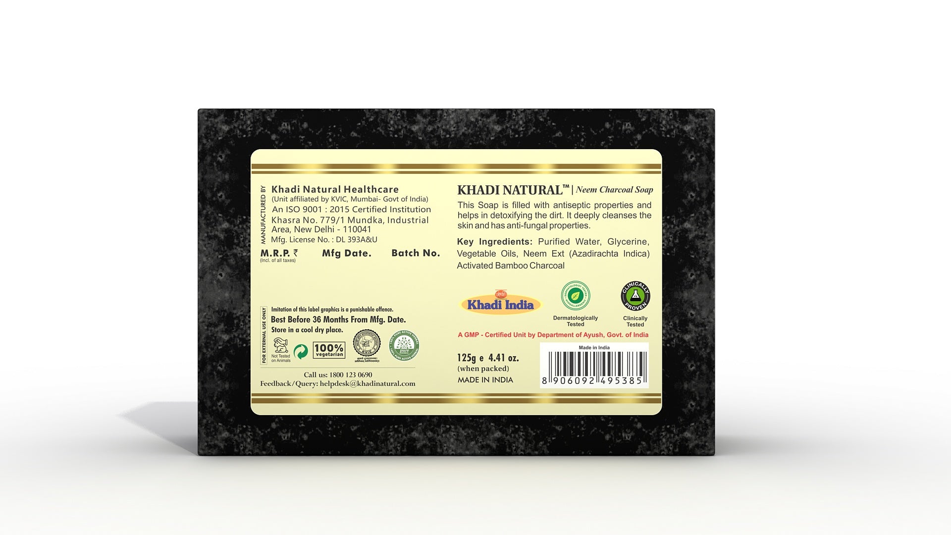 Khadi Natural Neem Charcoal Soap 125g