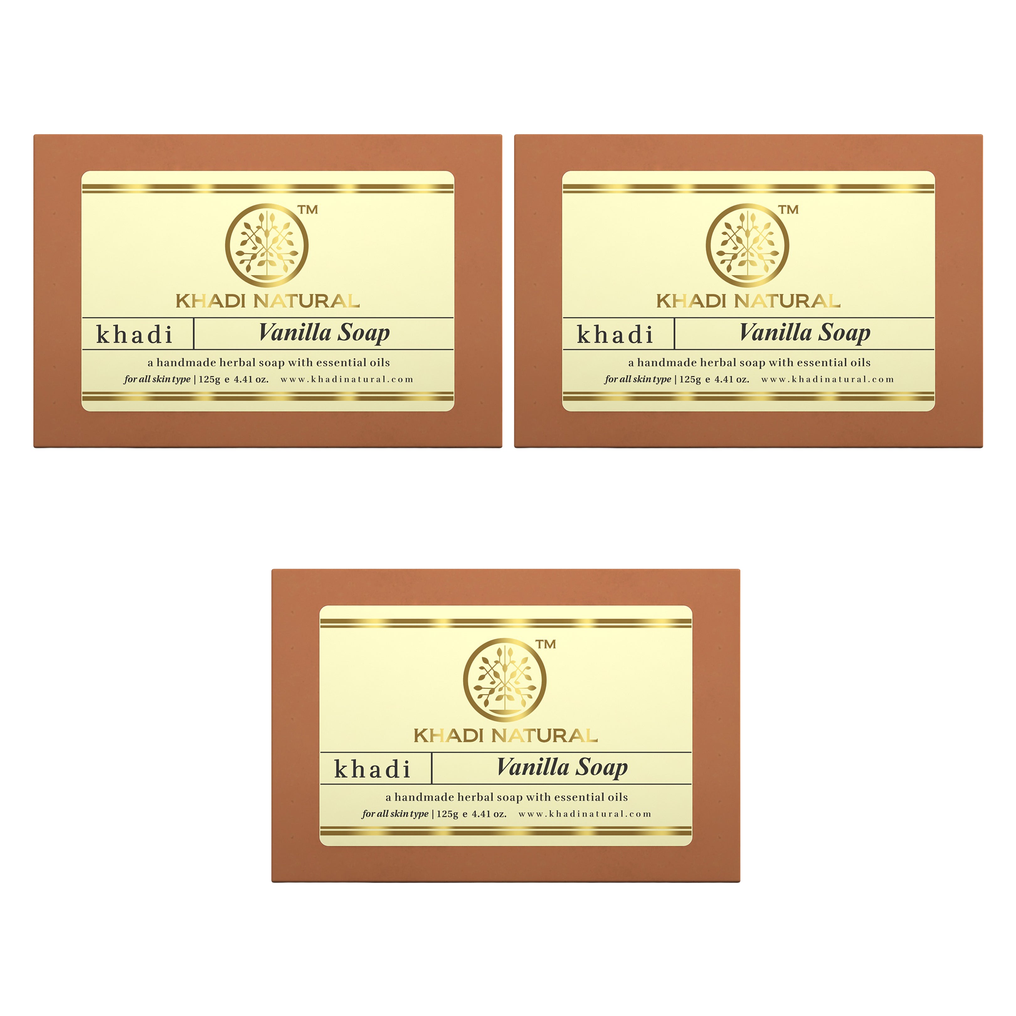 Khadi Natural Vanilla Soap 125g (Pack Of 3)