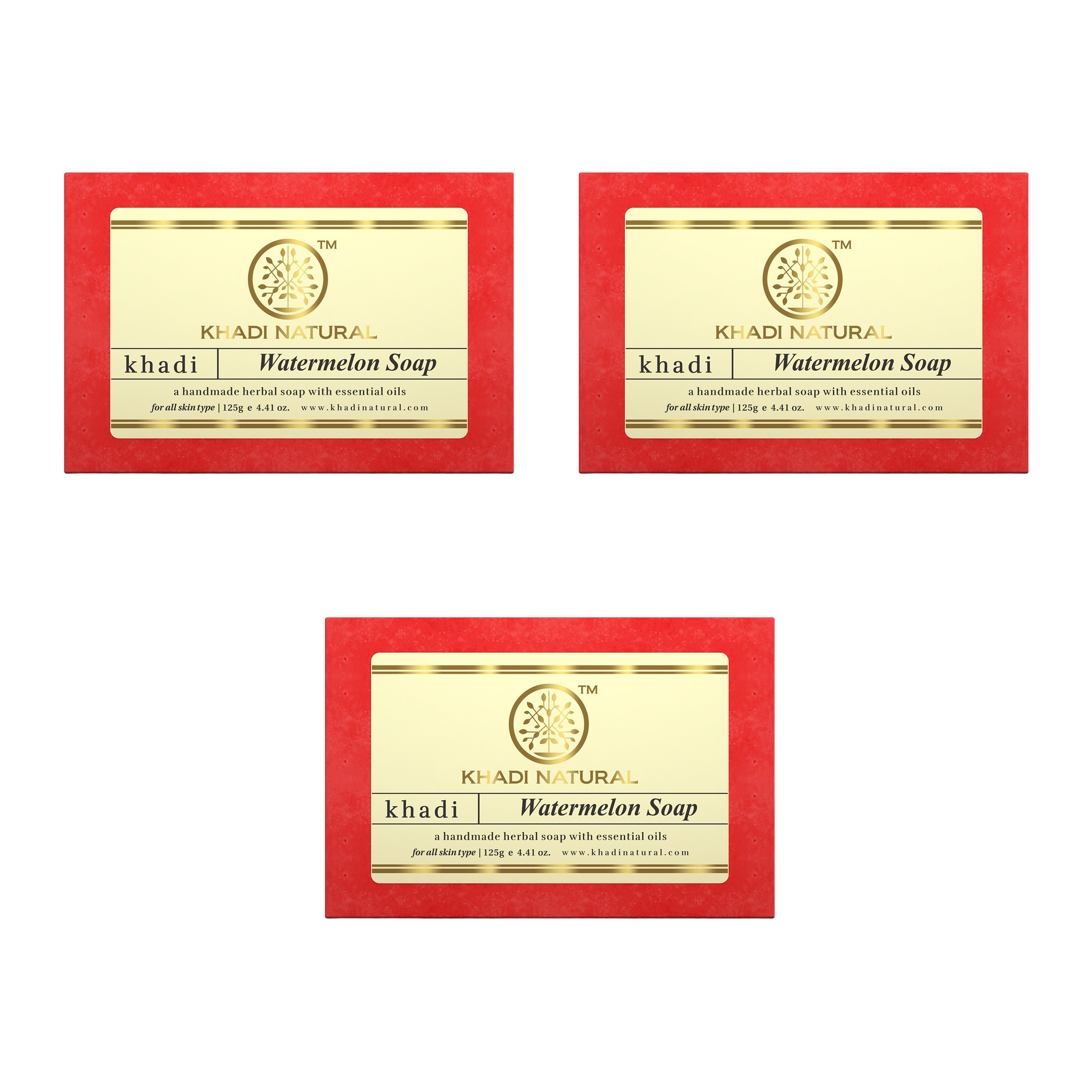 Khadi Natural Herbal Watermelon Soap 125 g (Pack of 3)