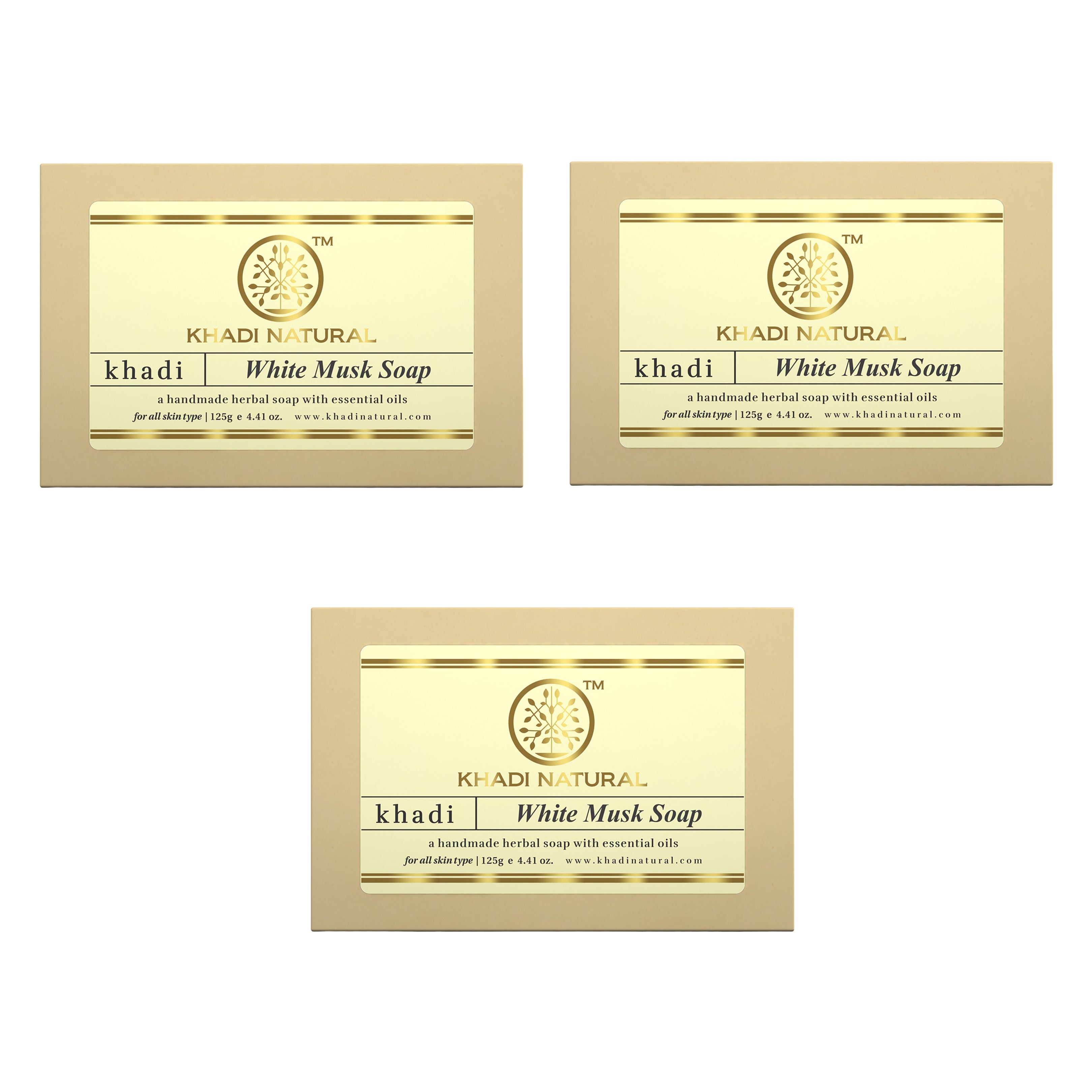 Khadi Natural Herbal White Musk Soap - 125 GM (Pack Of 3)