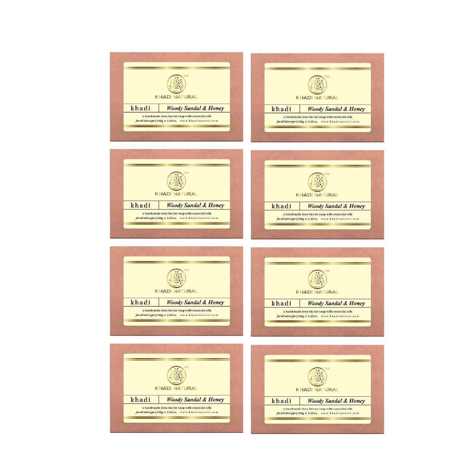 Khadi Natural Woody Sandal & Honey Soap 100 g (Pack of 8)