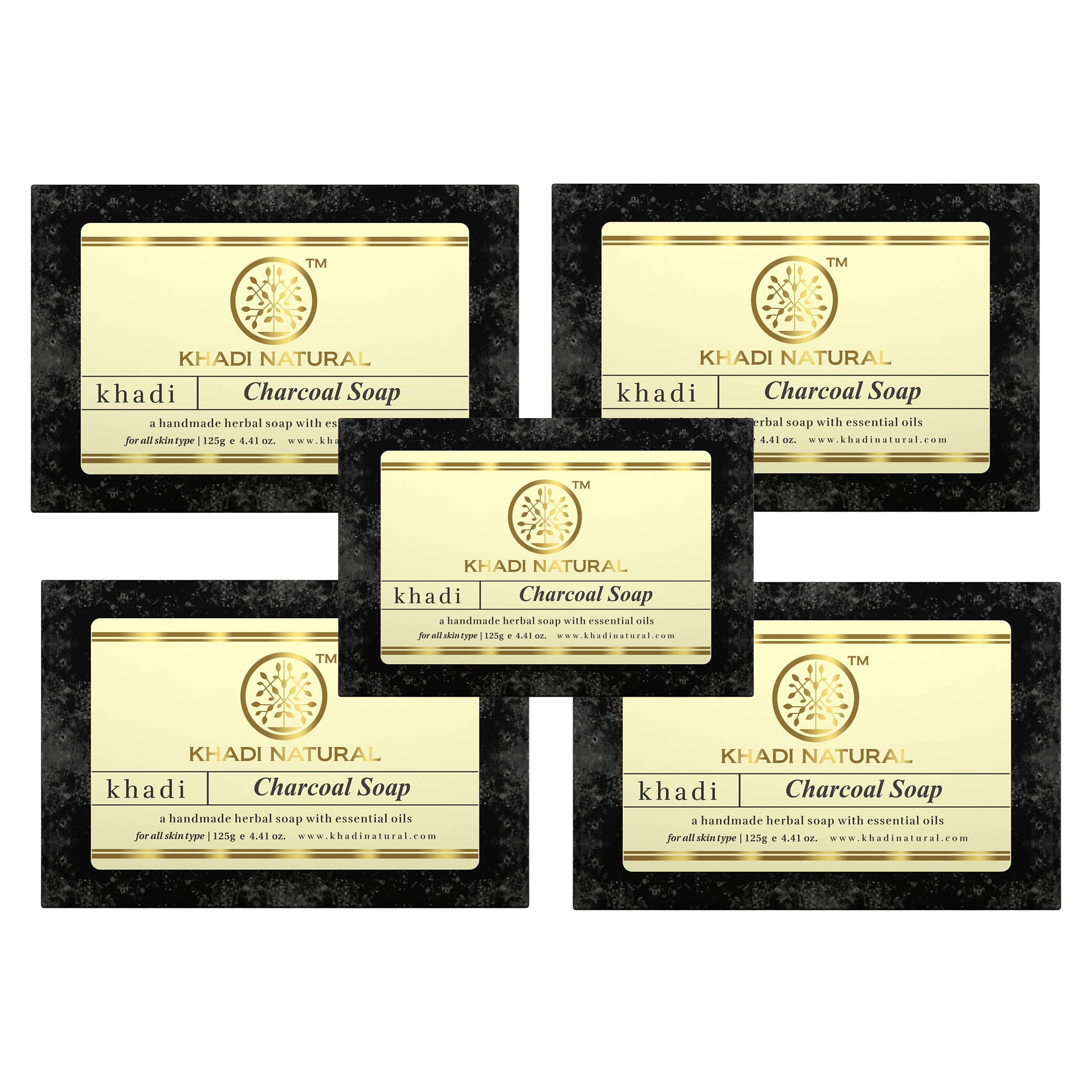 Khadi Natural Charcoal Soap Combo Pack Of 5 – 125gm Each