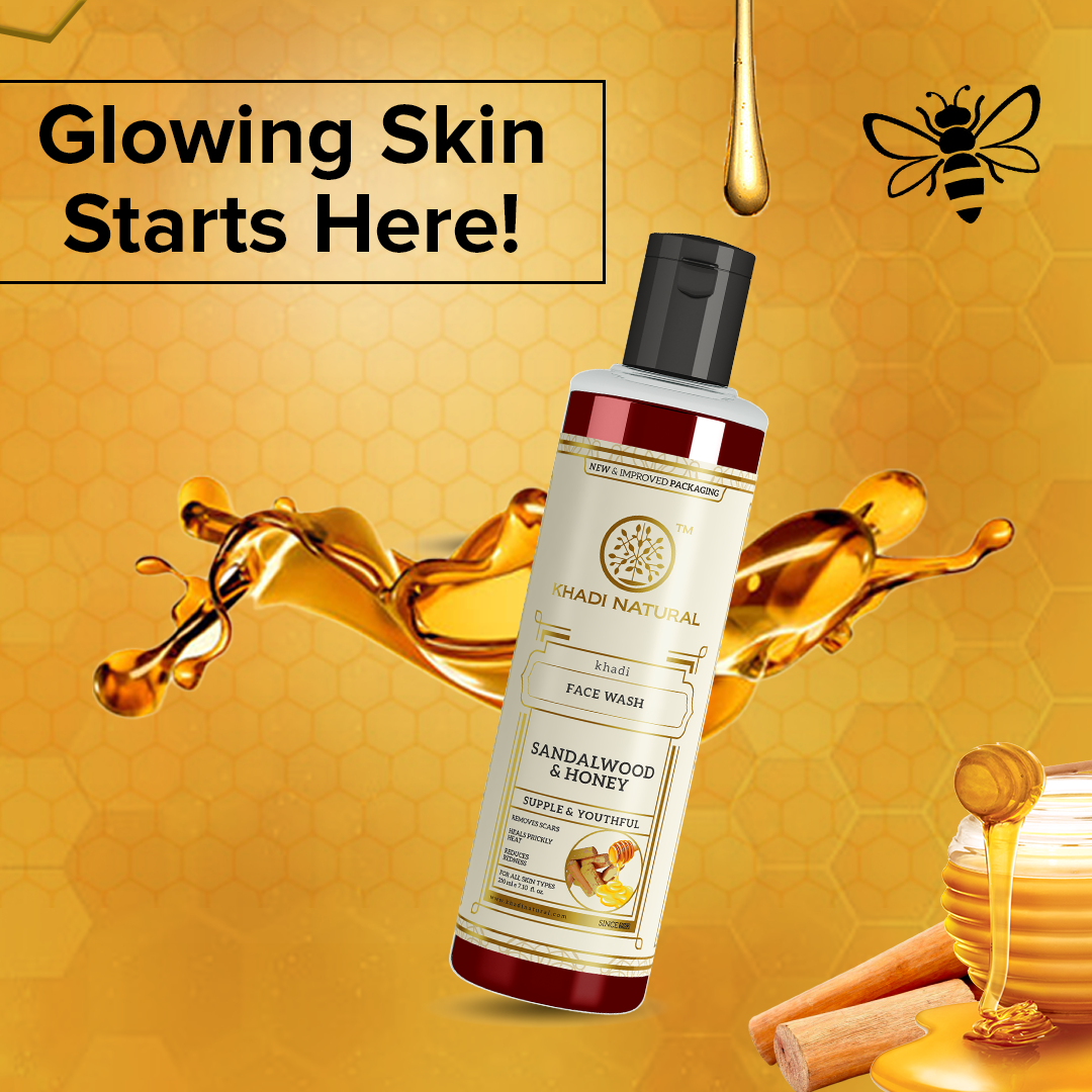 Khadi Natural Sandalwood & Honey Face Wash Combo Pack Of 2 - 210ml Each - Sale