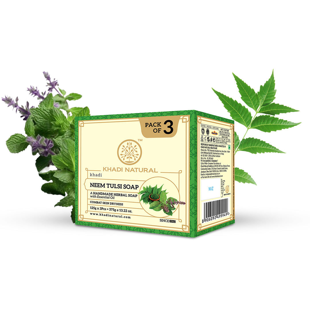 Khadi Natural Herbal Neem Tulsi Soap Combo Pack Of 3 β 125gm Each