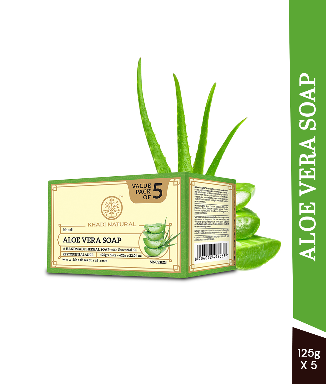 Khadi Natural Aloe Vera Soap Combo Pack Of 5 β 125gm Each