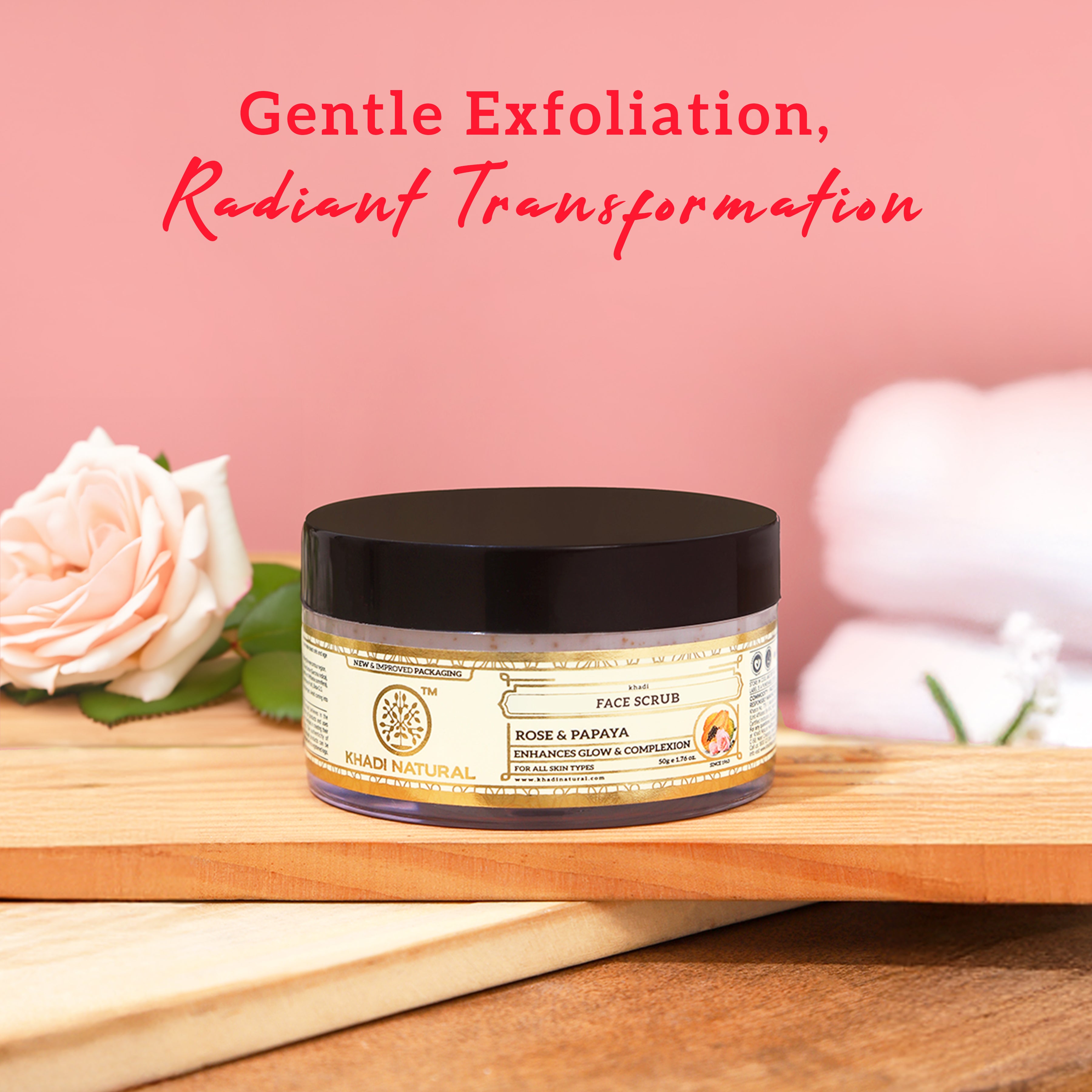Khadi Natural Rose & Papaya Face Scrub - 50gm