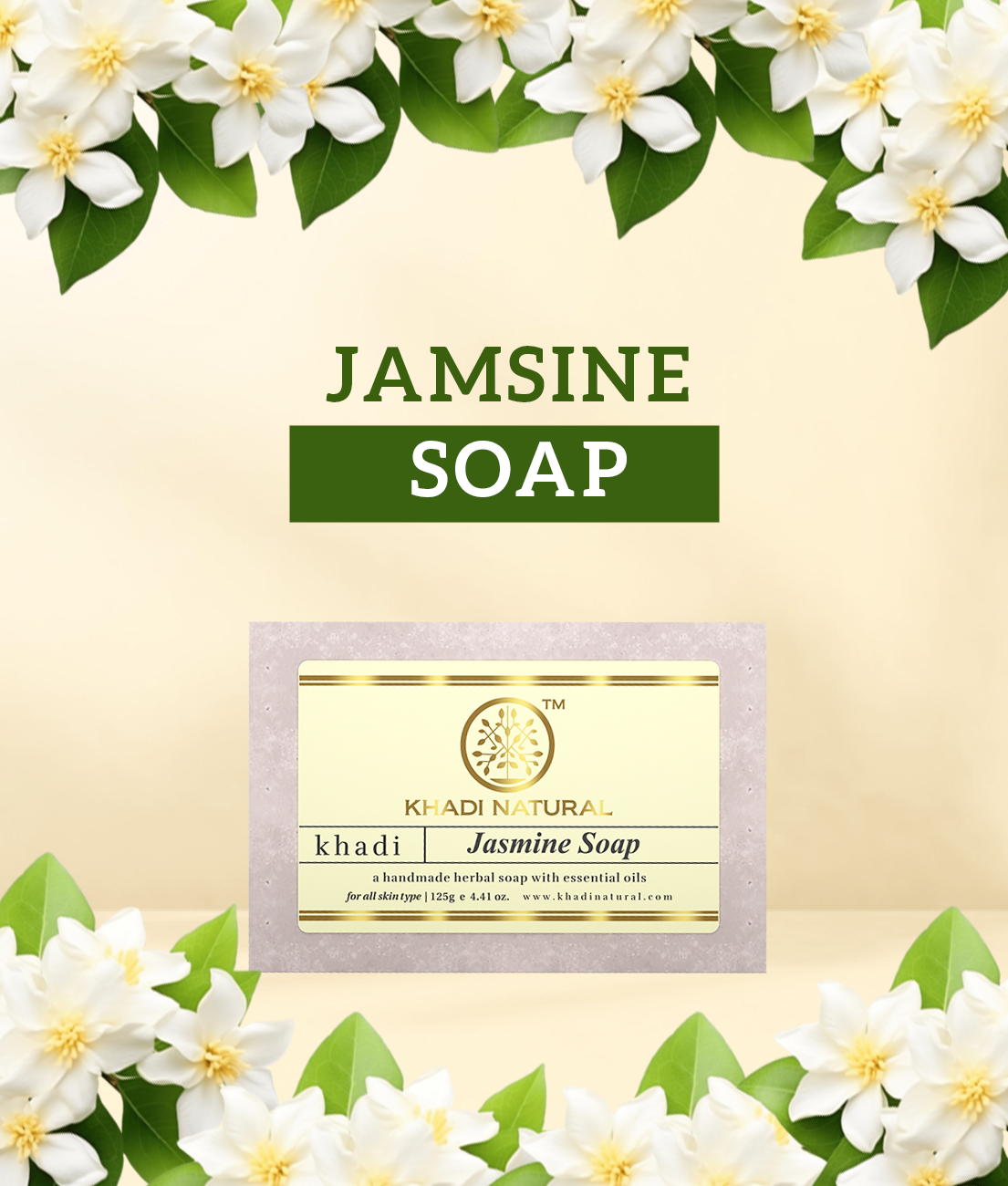Khadi Natural Herbal Jasmine Soap - 125gm
