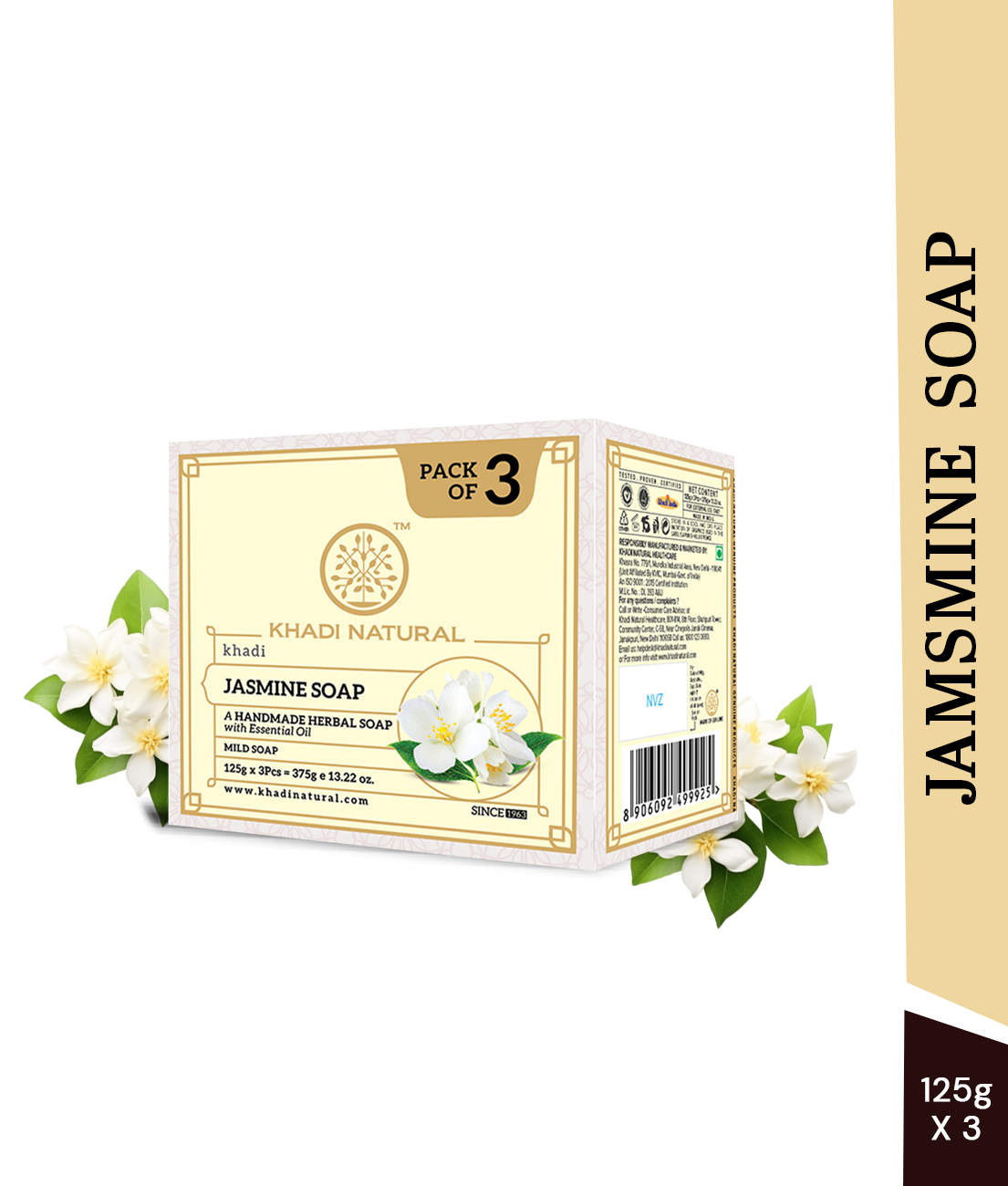 Khadi Natural Herbal Jasmine Soap Combo Pack Of 3 – 125gm Each