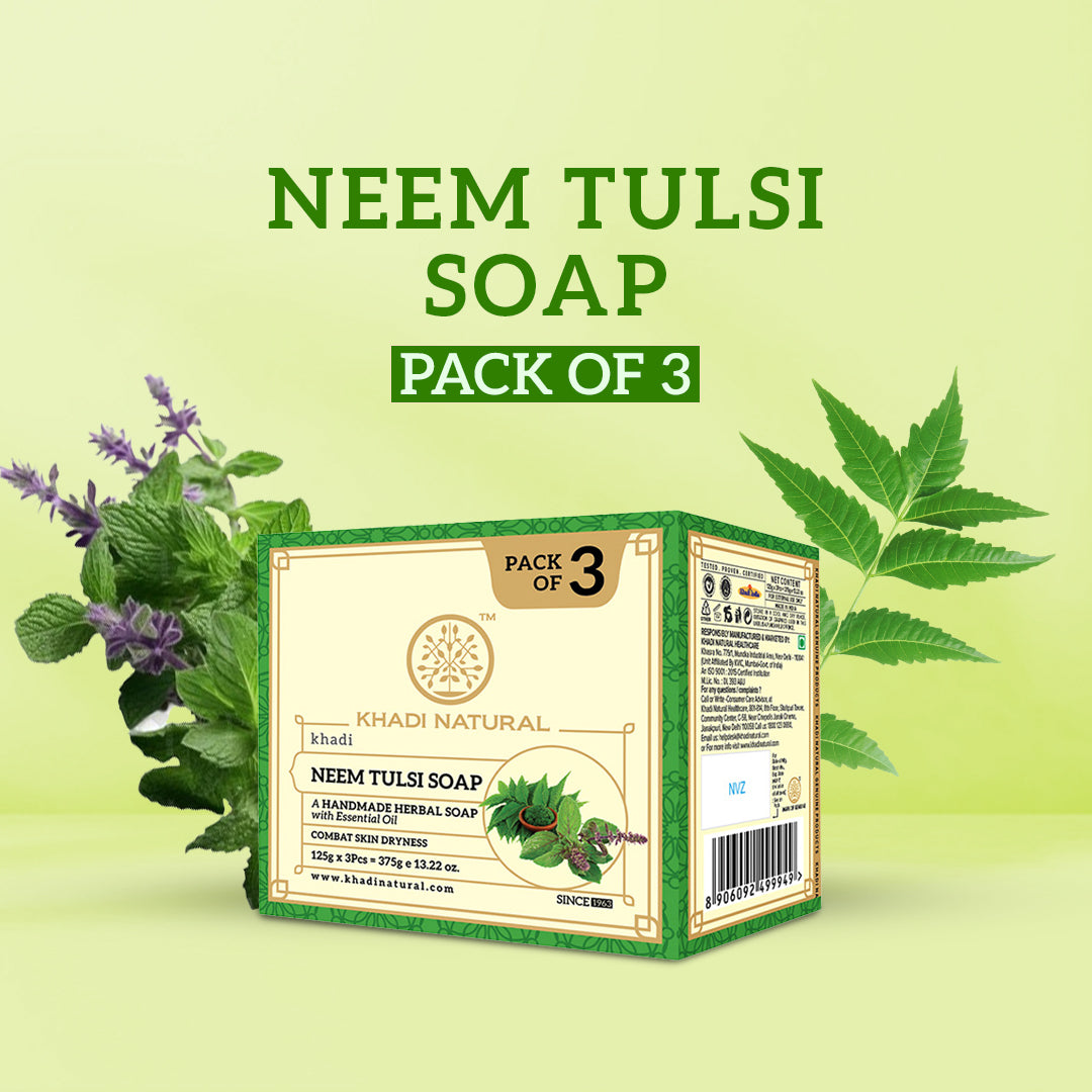 Khadi Natural Herbal Neem Tulsi Soap Combo Pack Of 3 ā 125gm Each