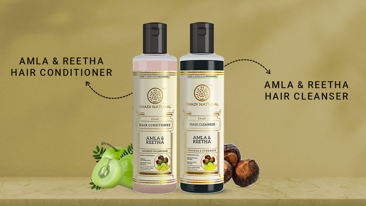 Khadi Natural Amla & Reetha Hair Cleanser & Conditioner Combo – Pack of 2 - 210ml Each