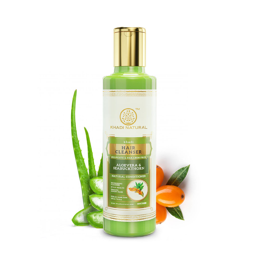 Khadi Natural Aloevera & Seabuckthorn Hair Cleanser- Sulphate & Paraben Free 210 ml