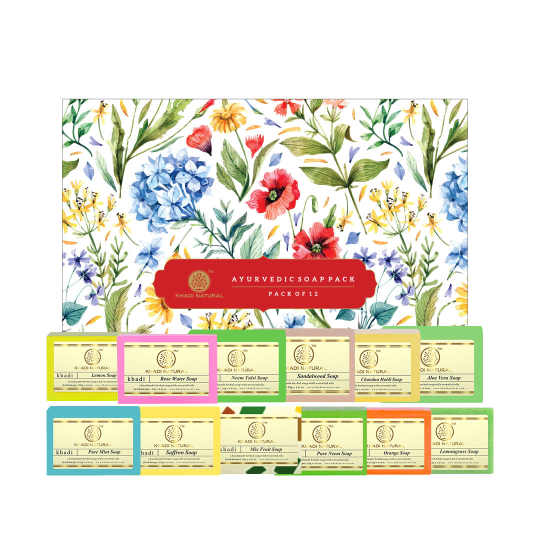 Khadi Natural Handmade Soap Collection ,Pack of 12 (25g Each)