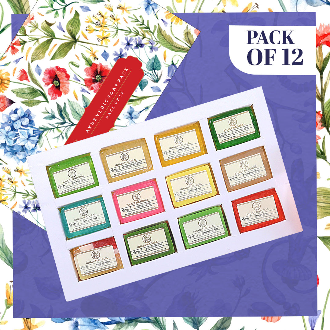Khadi Natural Handmade Soap Collection ,Pack of 12 (25g Each)