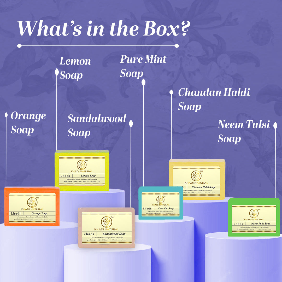 Khadi Natural Handmade Soap Collection ,Pack of 12 (25g Each)