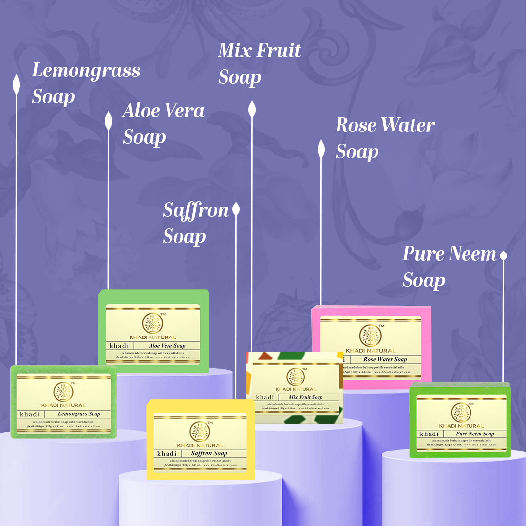 Khadi Natural Handmade Soap Collection ,Pack of 12 (25g Each)