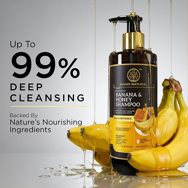 Khadi Natural Powered Botanics Banana & Honey Shampoo for Soft & Nourished Hair - 310ml