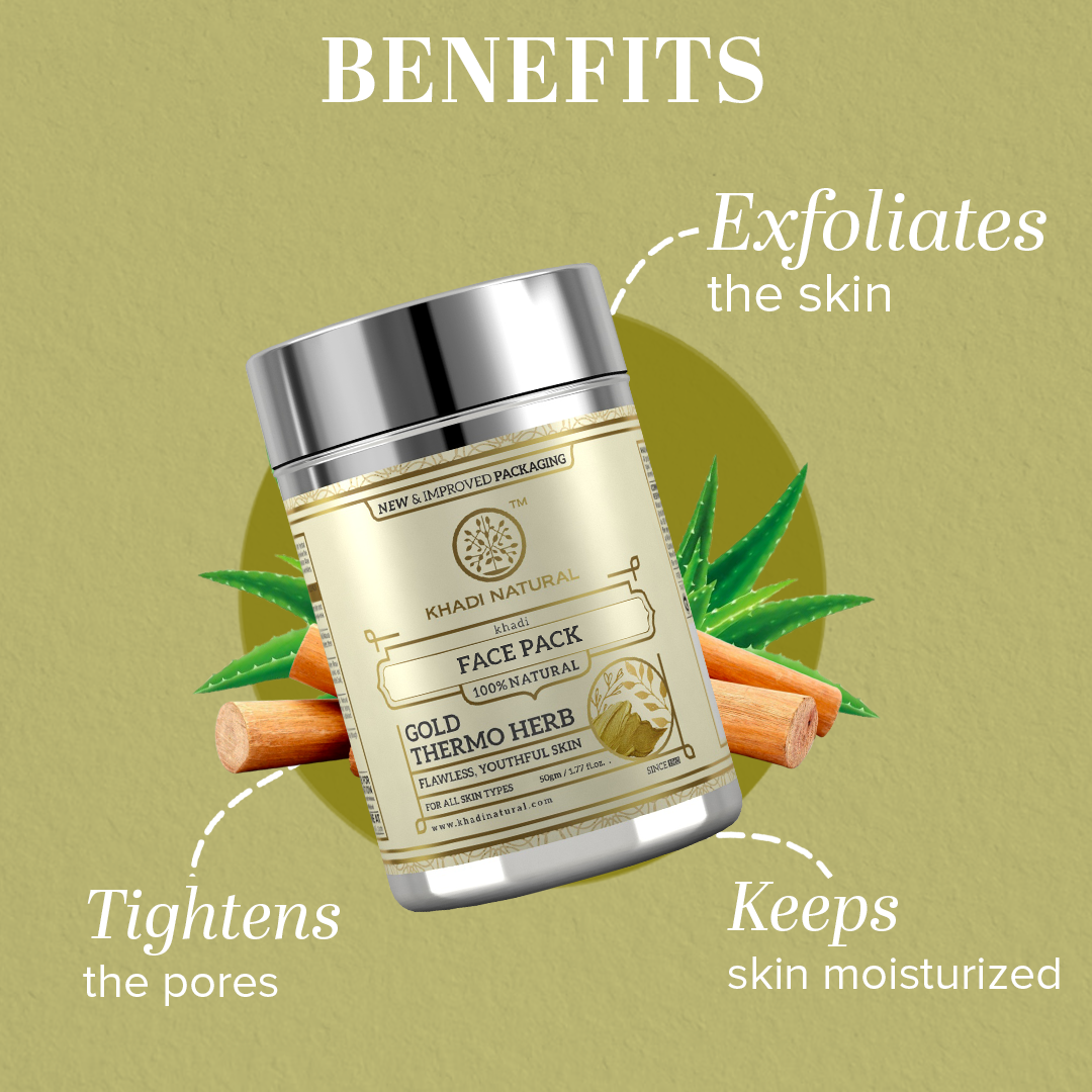 Khadi Natural Gold Thermo Herb Face Pack - 50gm