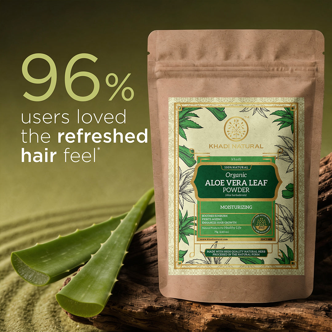 Khadi Natural Aloe Vera Leaf Organic Powder for Skin & Hair Care 75gm