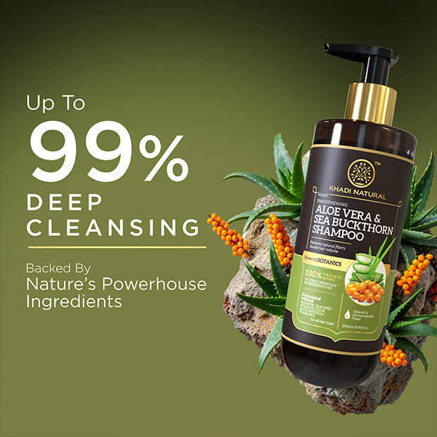 Khadi Natural Powered Botanics Aloe Vera & Seabuckthorn Shampoo for Hydrated Hair - 310ml