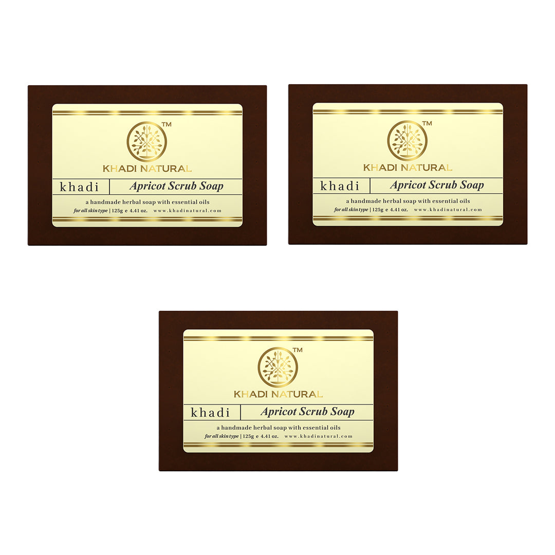 Khadi Natural Apricot Scrub Soap Combo Pack Of 3 – 125gm Each