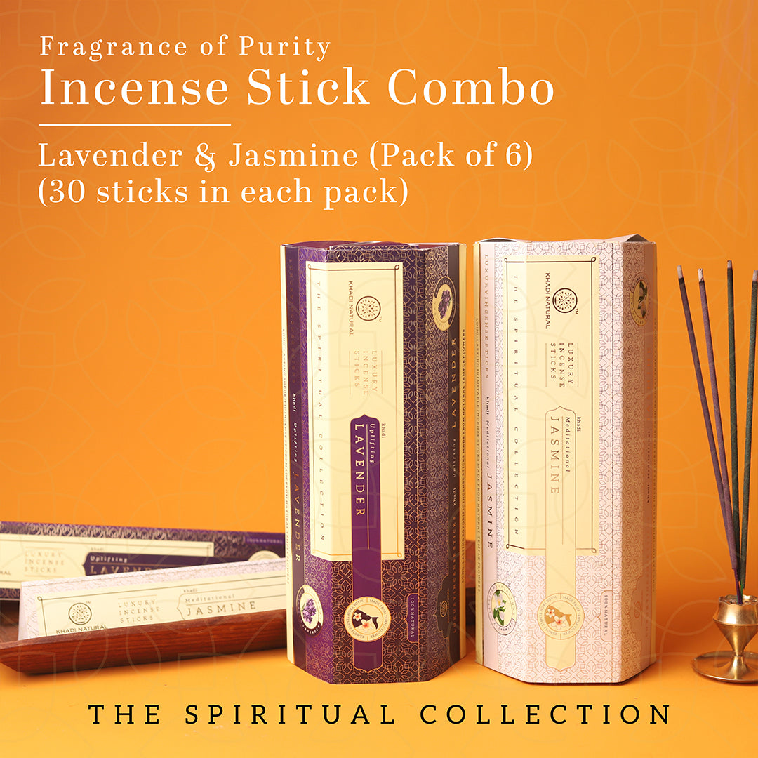 Khadi Natural Incense Sticks Lavender and Jasmine Combo (Pack of 6)