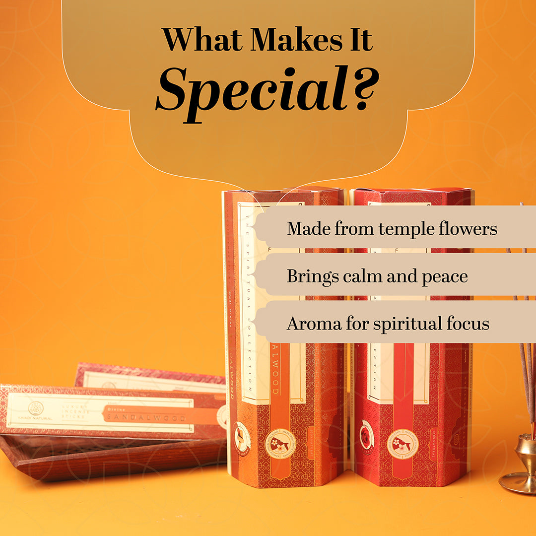 Khadi Natural Incense Sticks Rose & Sandalwood Combo Pack of 6