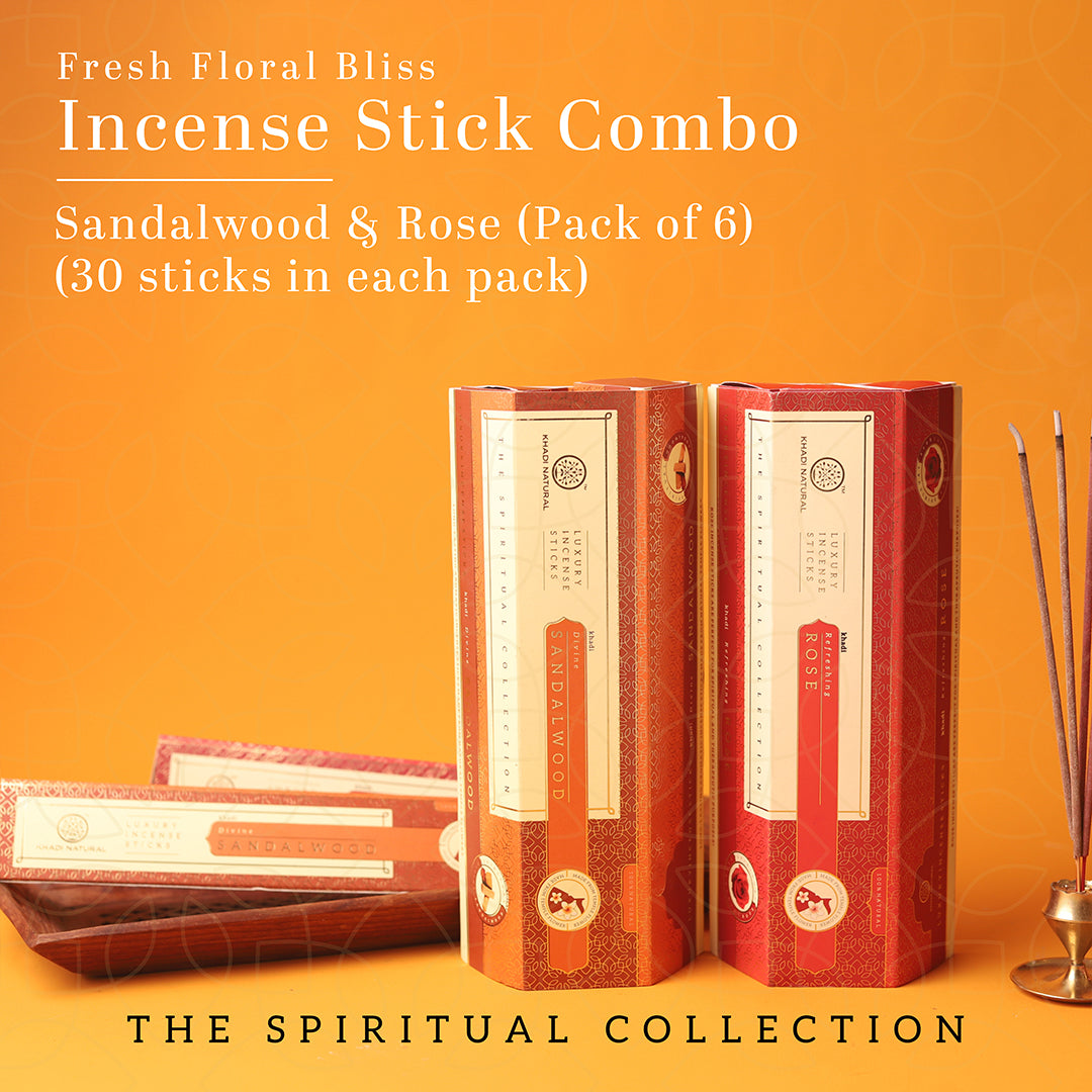 Khadi Natural Incense Sticks Rose & Sandalwood Combo Pack of 6