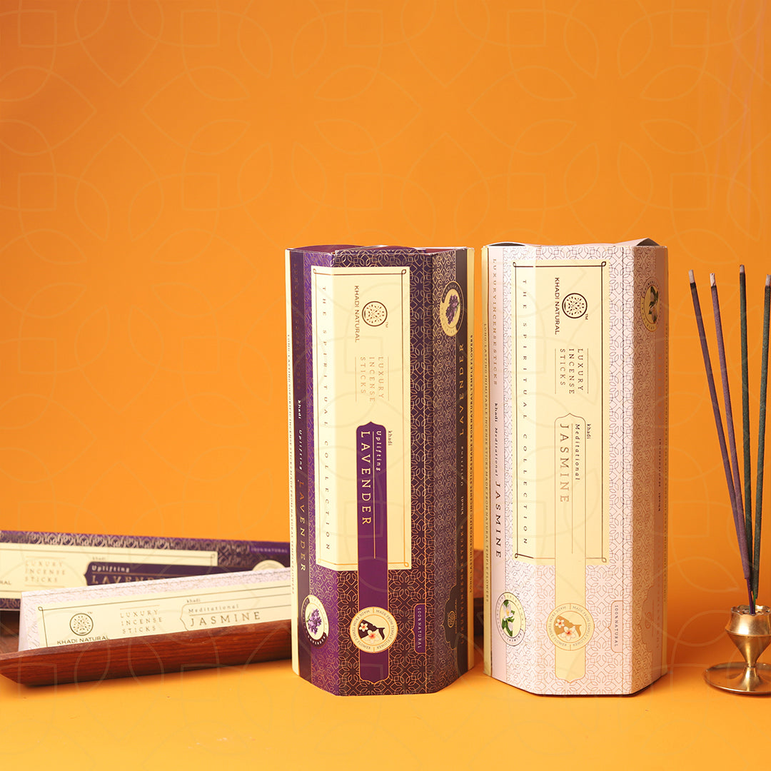 Khadi Natural Incense Sticks Lavender and Jasmine Combo (Pack of 6)