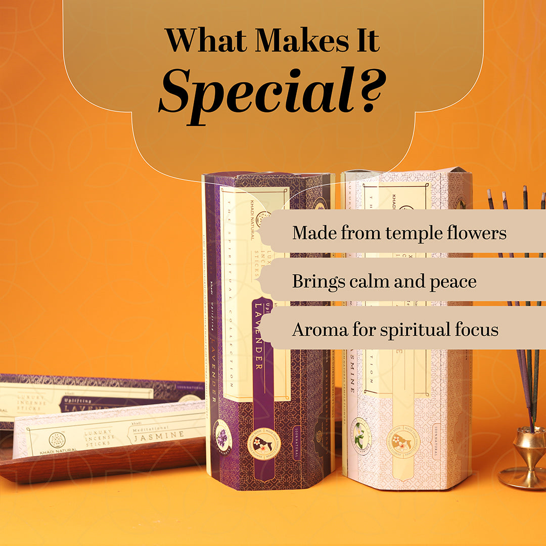 Khadi Natural Incense Sticks Lavender and Jasmine Combo (Pack of 6)