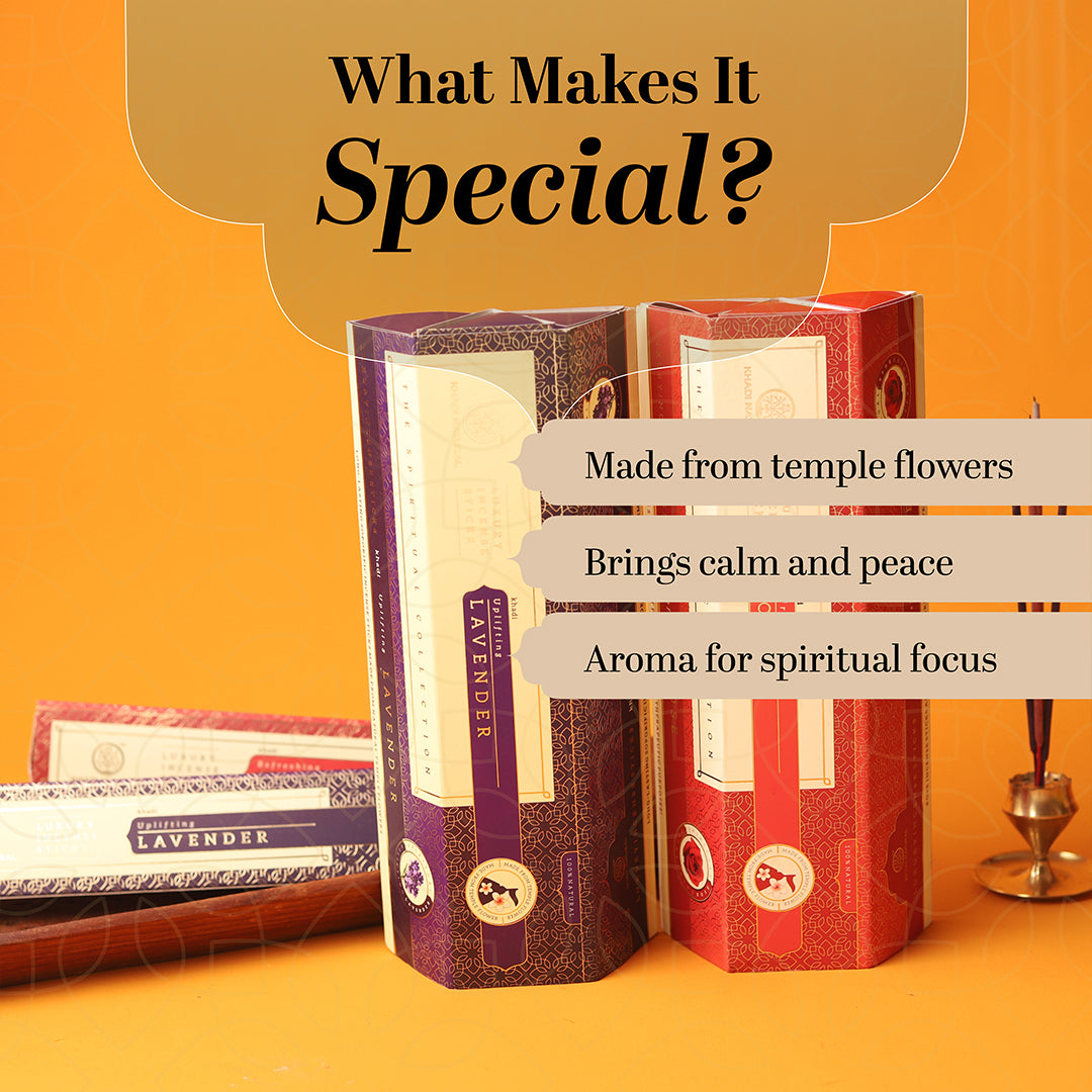 Khadi Natural Incense Sticks Rose & Lavender Combo (Pack of 6)