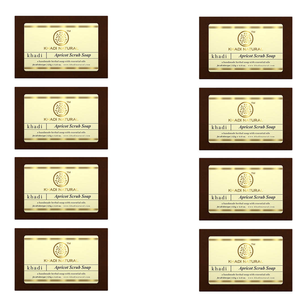 Khadi Natural Apricot Scrub Soap Combo Pack Of 8 – 125gm Each