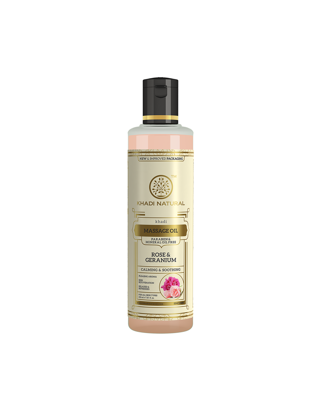 Khadi Natural Rose & Geranium Massage Oil Soothes Mind & Body without Mineral Oil - 210ml