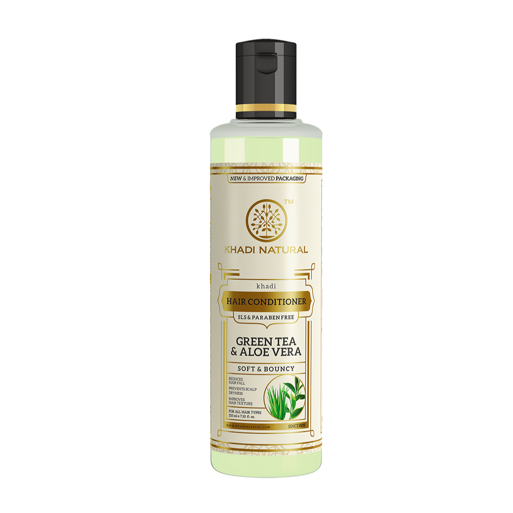 Khadi Natural Herbal Green Tea Aloevera Hair Conditioner Sls Paraben Free 210 ml