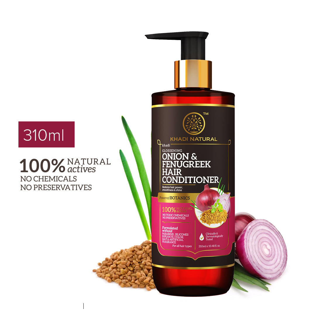 Khadi Natural Onion & Fenugreek Hair Conditioner - Paraben, Silicones, Sulphate, Color, Salt & Artificial Fragrance Free-310 ml