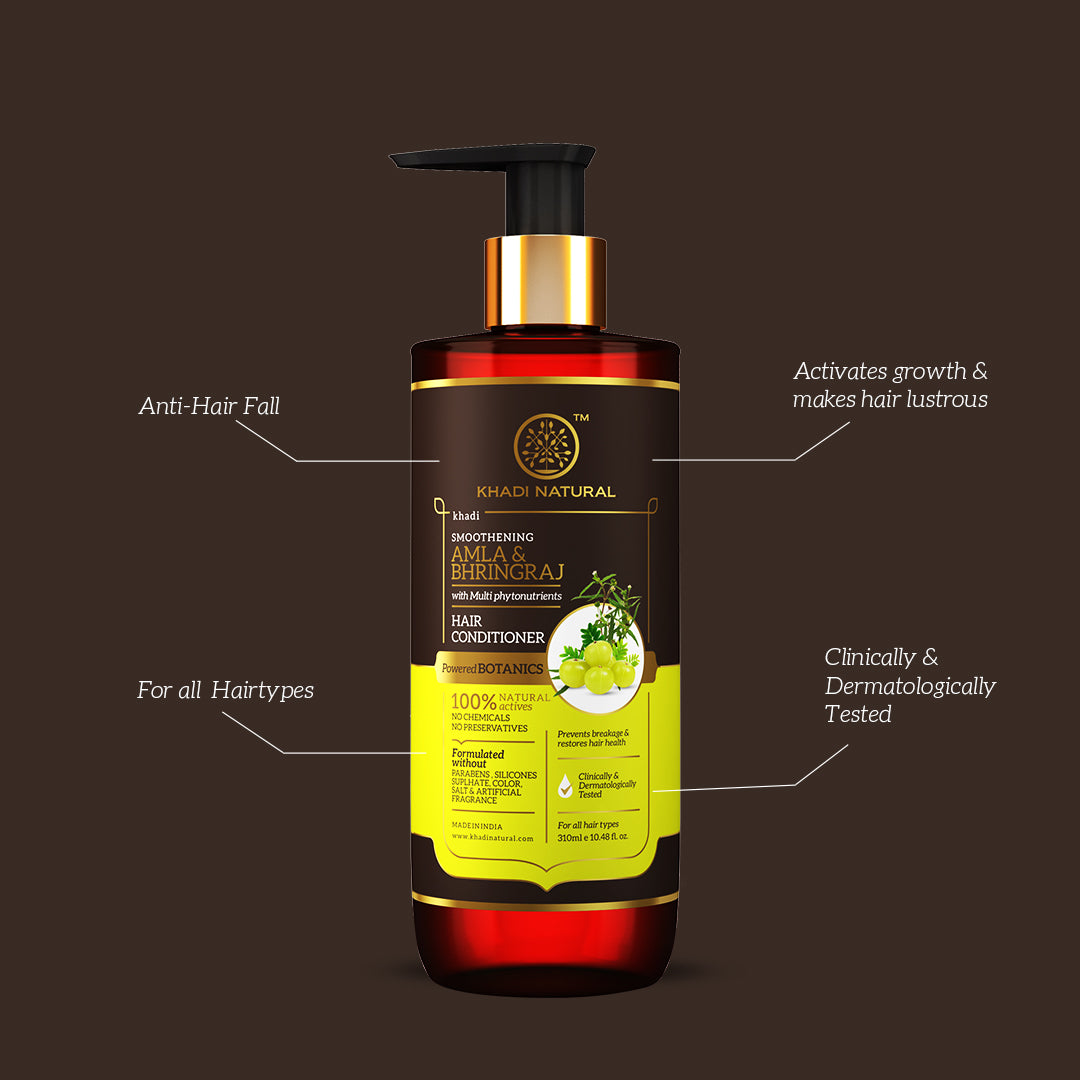 Khadi Natural Amla & Bhringraj Hair Conditioner - Paraben, Silicones, Sulphate, Color, Salt & Artificial Fragrance Free-310 ml