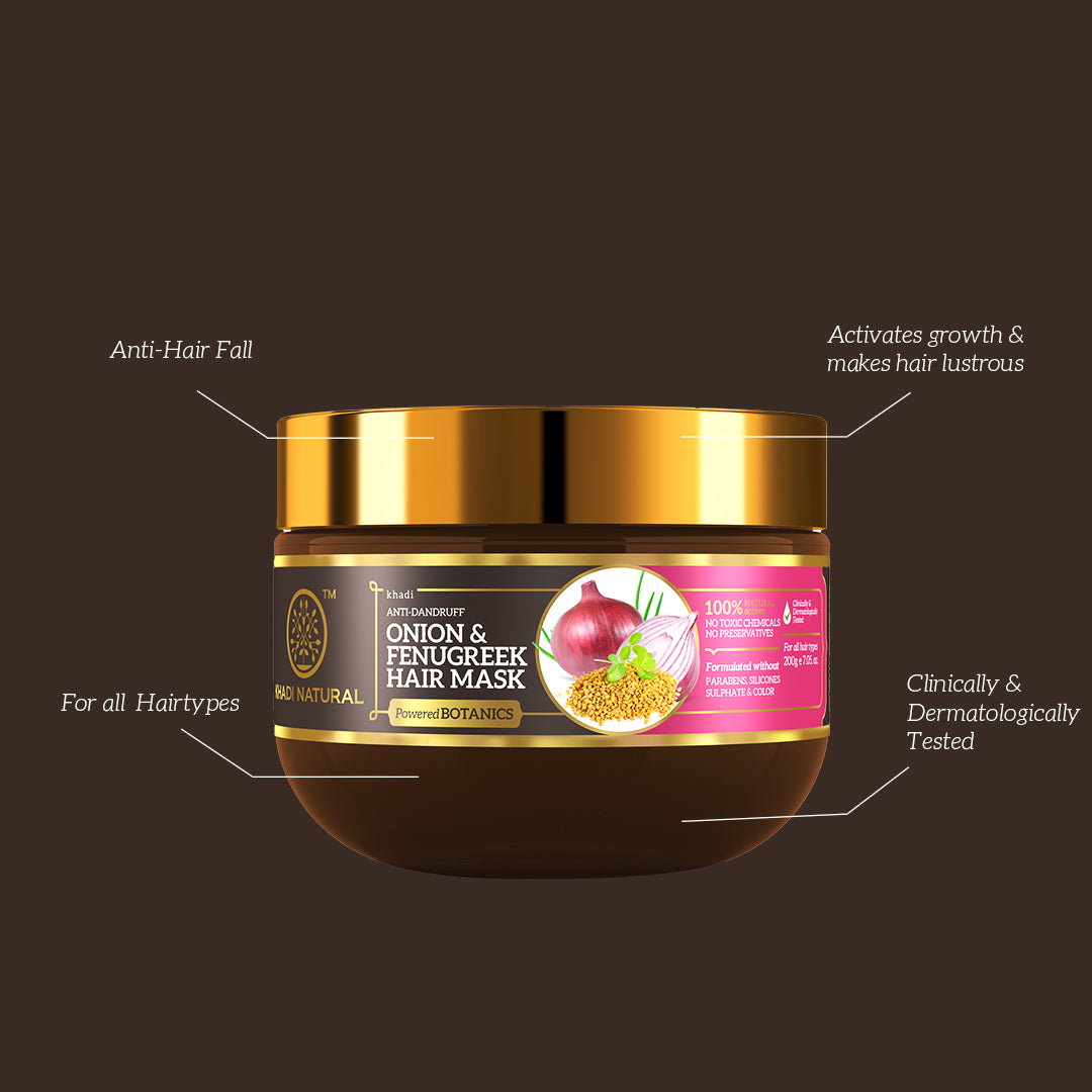 Khadi Natural Onion & Fenugreek Hair Mask - Paraben, Silicones, Sulphate & Color Free